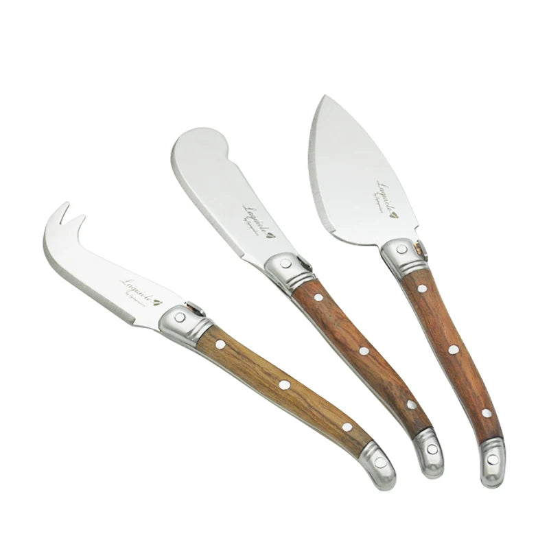 3-Piece Laguiole Cheese Knife Set – Wood Handle Spreaders Cheese Knife Set Axl 3pcs cheese knife