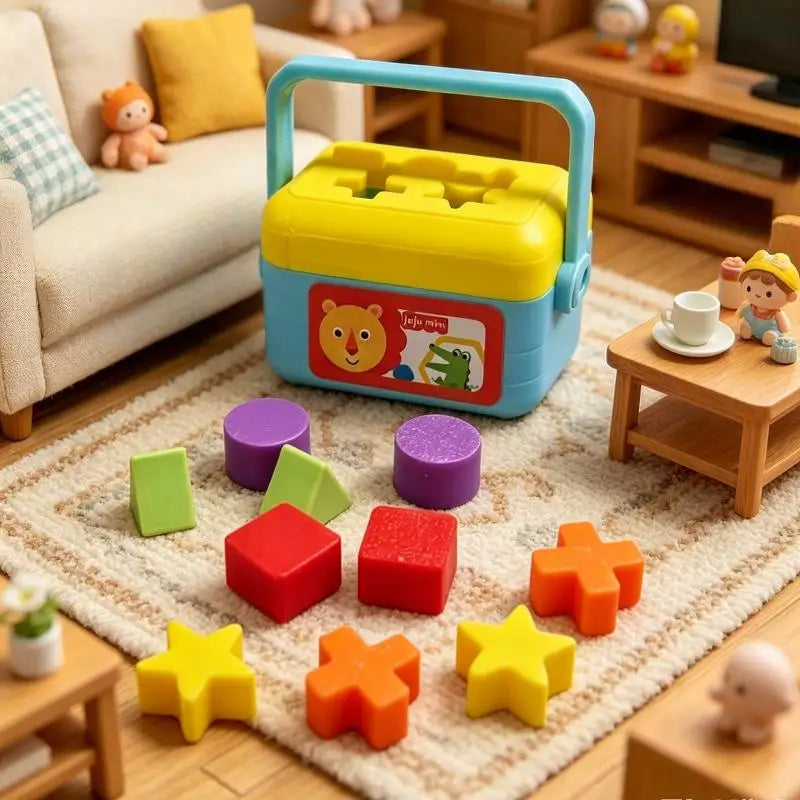 1:12 Miniature Shape Sorting Toy Box – Dollhouse Nursery Prop Dollhouse Accessory Axl