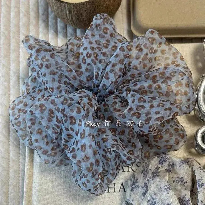 Leopard Print Hair Scrunchie – Large Elastic Retro Hair Tie