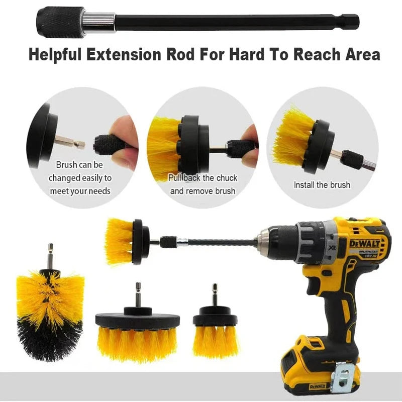 BALASHOV 3-Pc Drill Brush Kit – Power Scrubber Attachment Set Drill Brush Kit Axl
