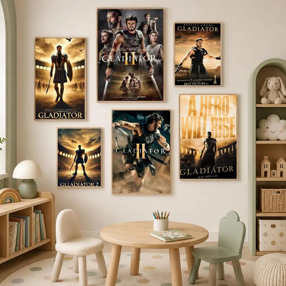 Gladiator Movie Poster Self-Stick HD PVC Waterproof Wall Art Movie Wall Poster Axl