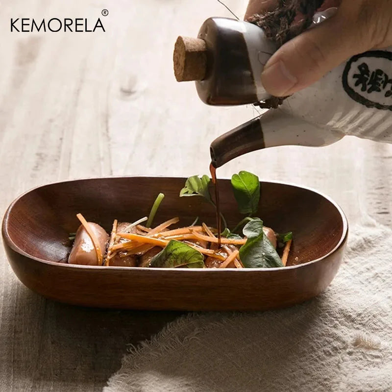 Solid Wood Boat-Shaped Snack & Sushi Serving Plate | KEMORELA Wood Serving Plate Axl