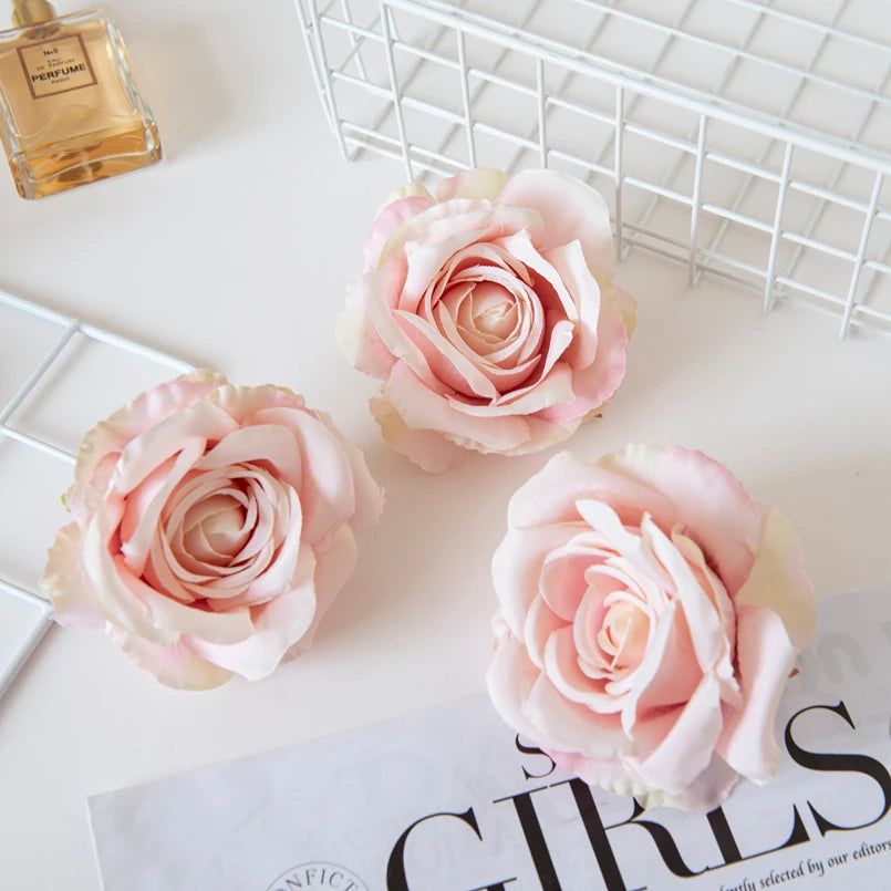 Silk Rose Artificial Flower Heads 10/20Pcs – Wedding & DIY Artificial Silk Flowers Axl Pink 10 Pieces