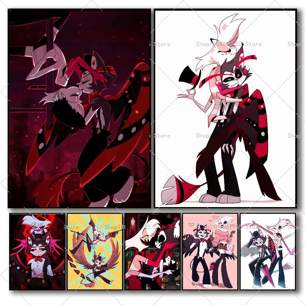 Hazbin Hotel Angel Dust Alastor Waterproof Wall Poster Sticker Wall Art Poster Axl