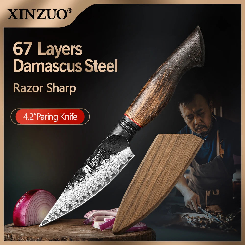 XINZUO Mo Series 4.2" Damascus Paring Knife | Gift Box Damascus Paring Knife Axl