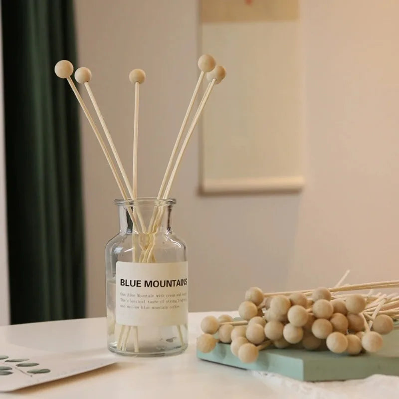 30-Piece Rattan Reed Diffuser Sticks with Wood Ball Beads Reed Diffuser Sticks Axl