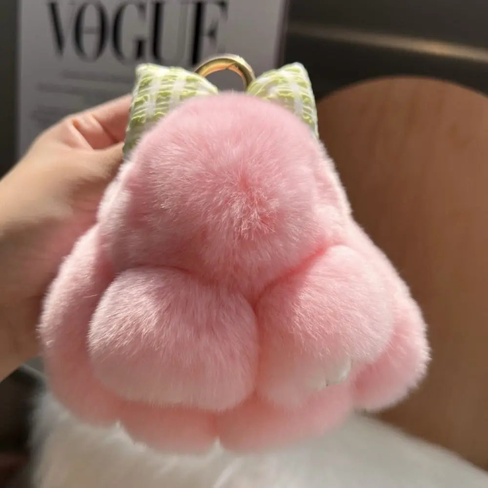 Fluffy Bunny Keychain – Plush Rabbit Bag Charm & Key Ring Plush Bag Charm Axl Pink