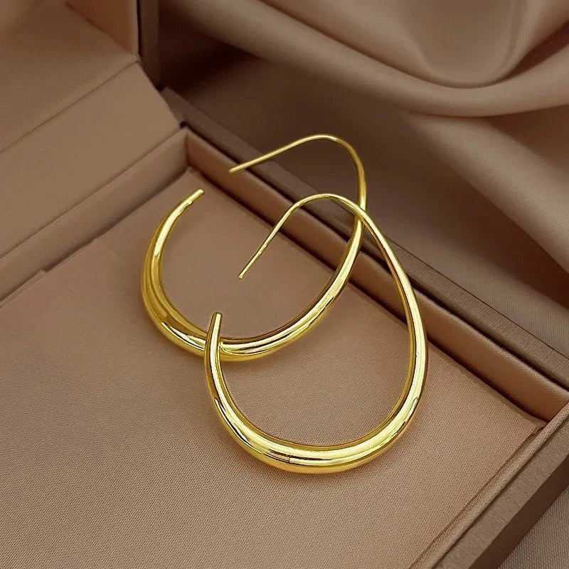 Huitan Waterdrop Hoop Earrings for Women – 4 Metal Colors Hoop Earrings Axl E3766