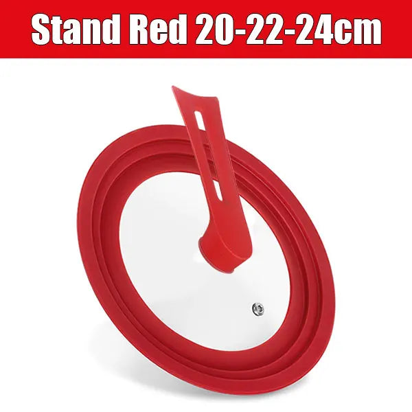 Silicone Universal Pan Lid – Tempered Glass Cookware Cover Cookware Lid Axl Stand Red 20-22-24cm
