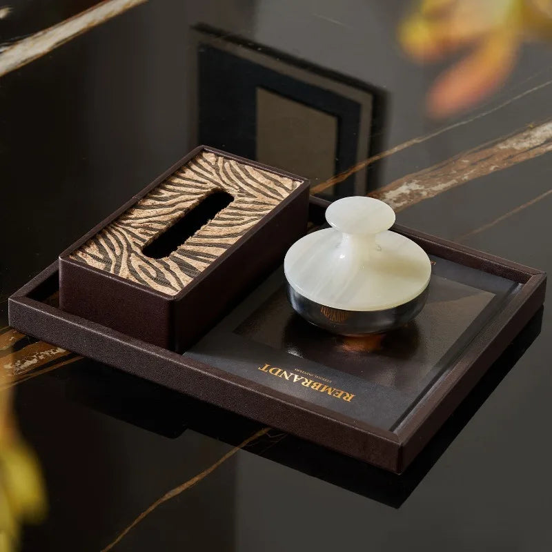 Vintage Wooden Tissue Box – Luxury Wood & Leather Napkin Case Tissue Box Holder Axl