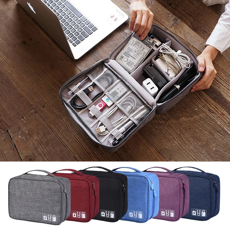 Travel Cable Organizer Bag – USB, Cord & SD Card Storage Cable Organizer Bag Axl