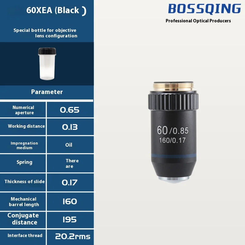Achromatic Objective Lens Set 4X–100X | 195mm Biological Microscope Microscope Objective Lens Axl