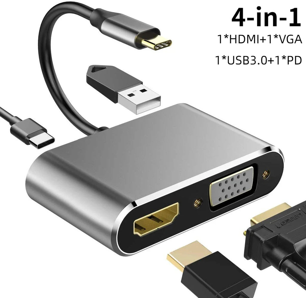 USB-C to HDMI & VGA Multiport Adapter | 4K, PD, USB 3.0 USB-C Multiport Adapter Axl 4-in-1