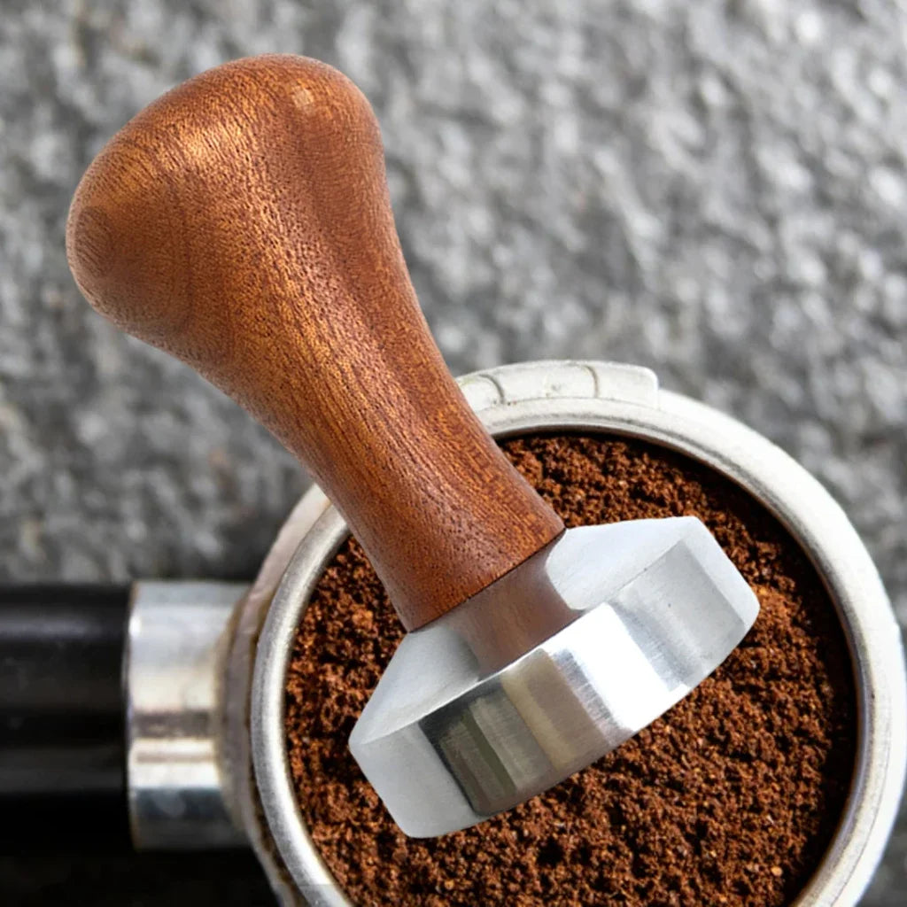 Aluminum Coffee Tamper & Distributor | Wooden Handle 51/53/58mm Coffee Tamper Axl