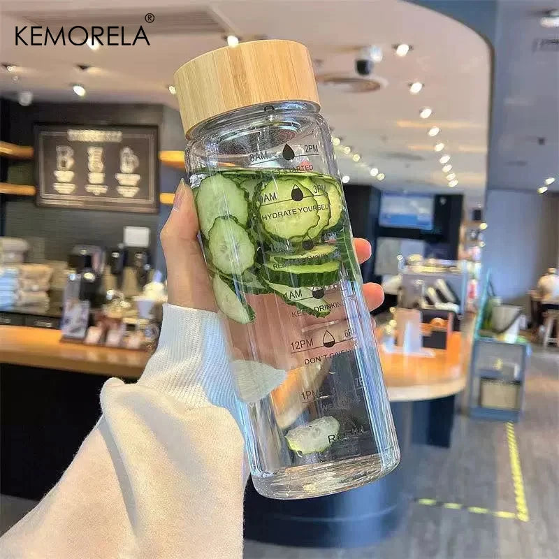 700ml Glass Water Bottle with Tea Infuser & Time Scale Glass Water Bottle Axl