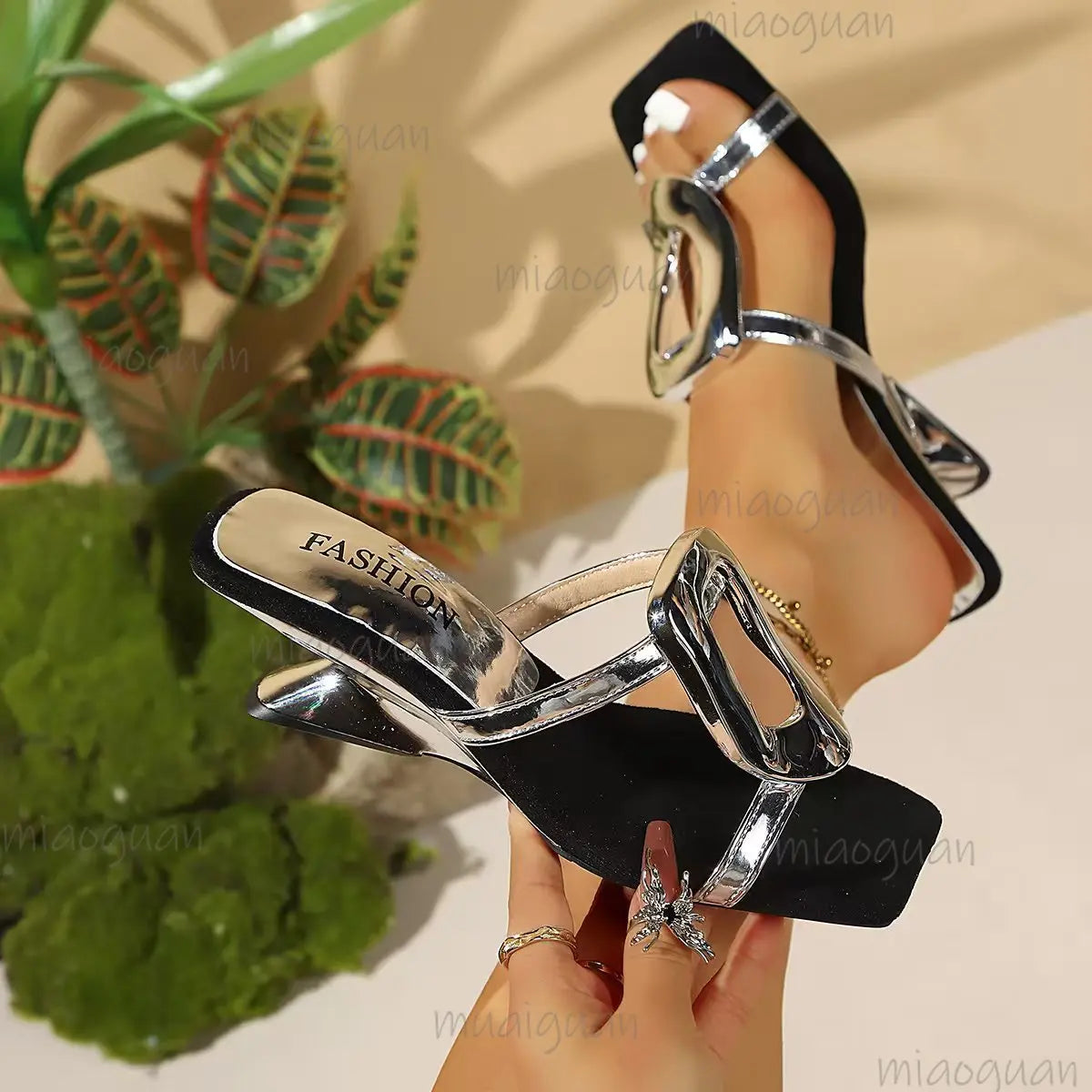 Women's Square Toe High Heel Sandals – Crystal Party Slippers High Heel Sandals Axl