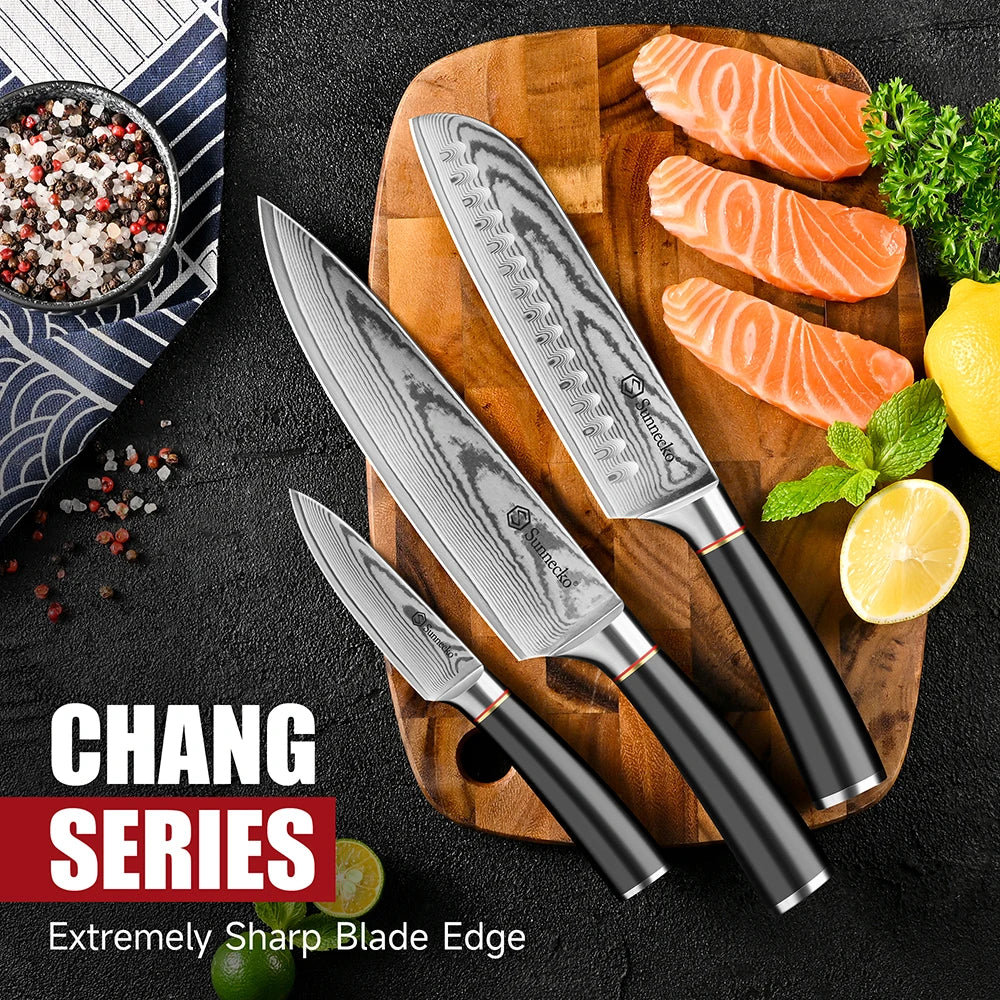 Sunnecko 3-Pc Damascus Steel Knife Set – VG10 Japanese Kitchen Damascus Kitchen Knife Set Axl China Mainland