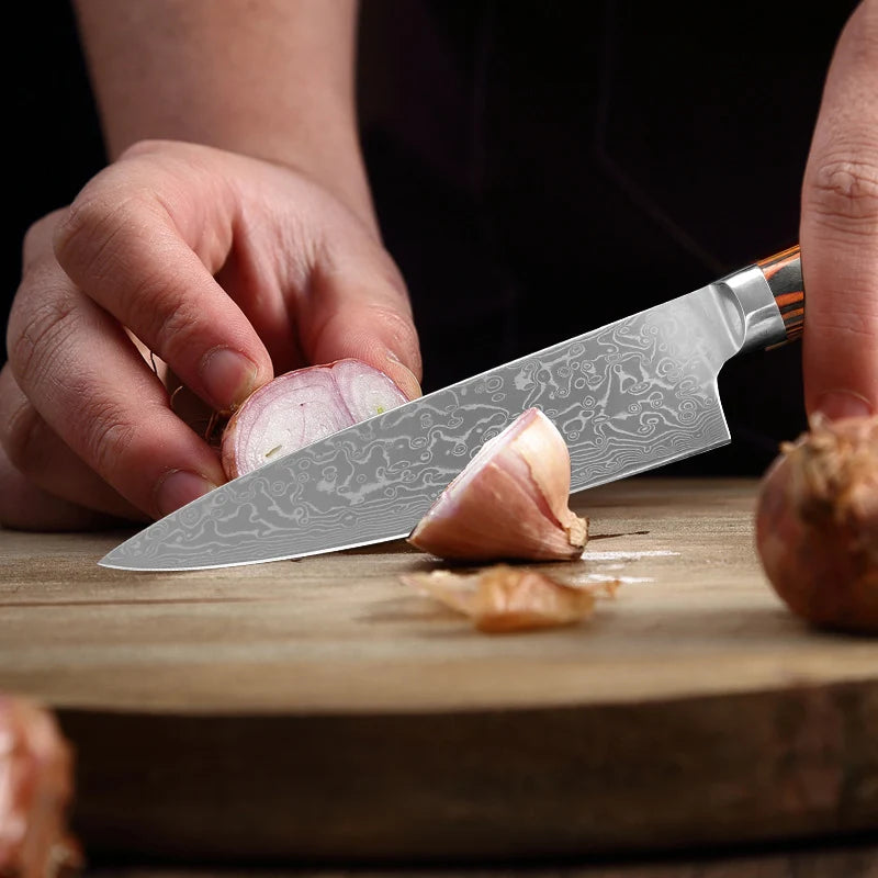 InLeung Damascus Steel Boning Knife – Wood Handle Chef's Knife Damascus Chef's Knife Axl