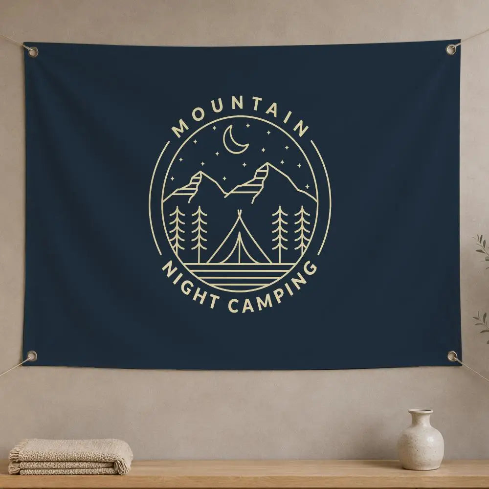 Camping Outdoor Logo Flag Banner – Wall Decor Indoor & Outdoor Wall Flag Banner Axl White01 150x230cm