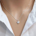 Huitan Silver Heart Pendant Necklace | Box Chain for Women Pendant Necklace Axl XL1058 45cm