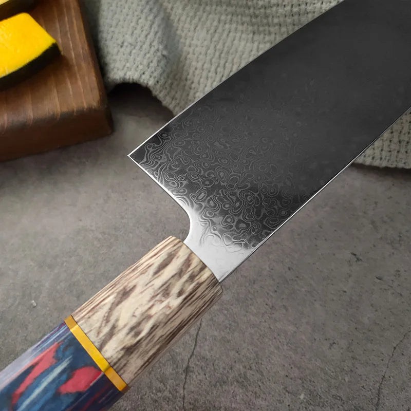 Handmade VG10 Damascus Steel Chef Knife – Colored Wood Handle Damascus Chef Knife Axl