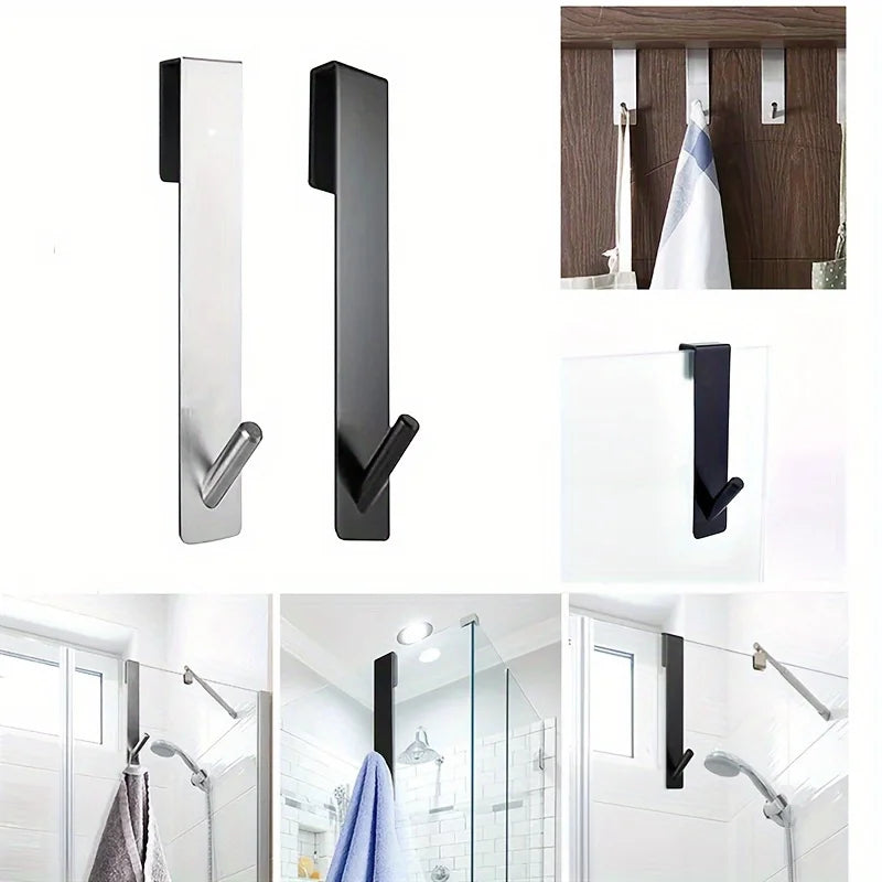Stainless Steel Shower Door Towel Rack & Robe Hook – Brushed Bathroom Towel Rack Axl