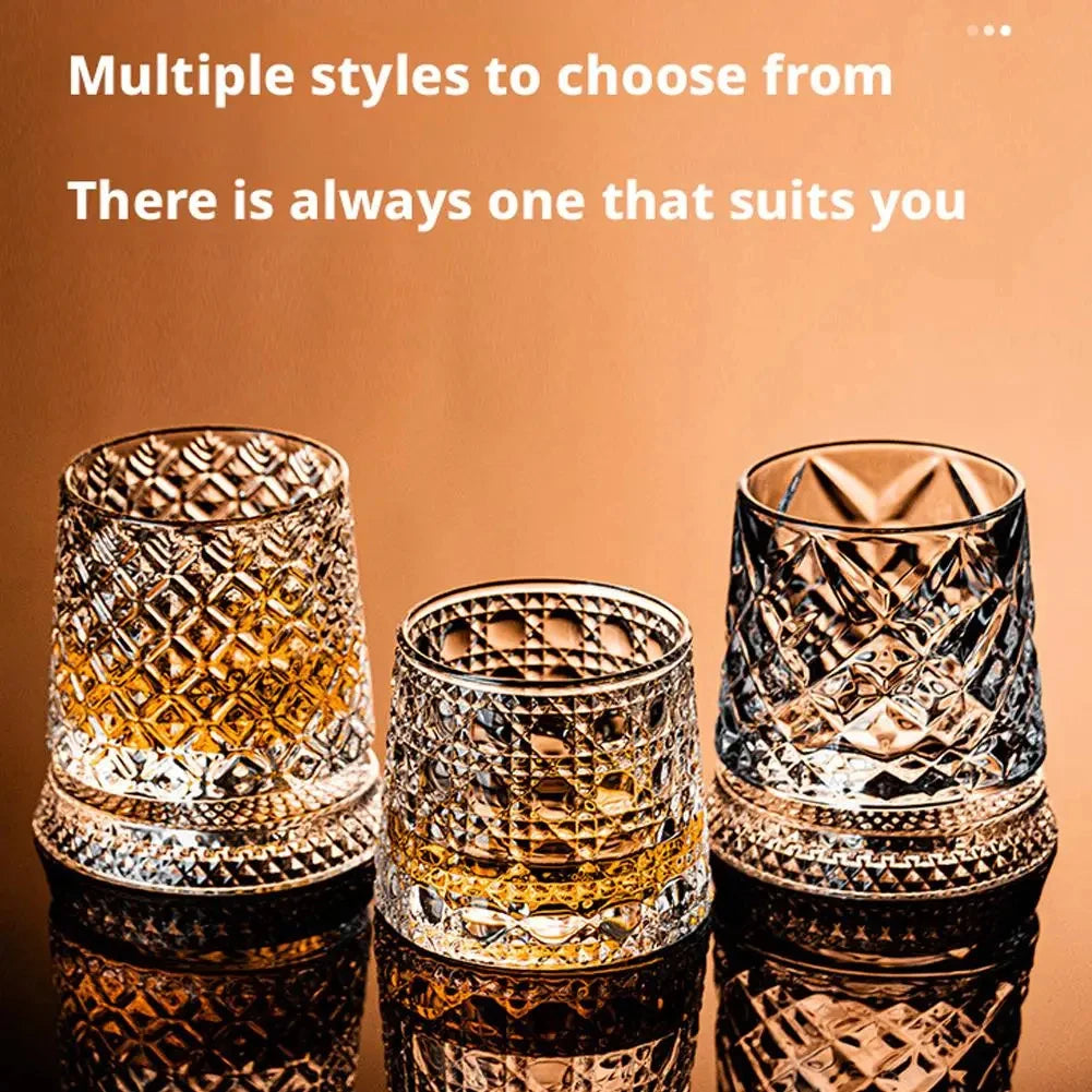 KEMORELA 2-Pack Rotating Whiskey Glasses | 360° Crystal Set Whiskey Glass Set Axl