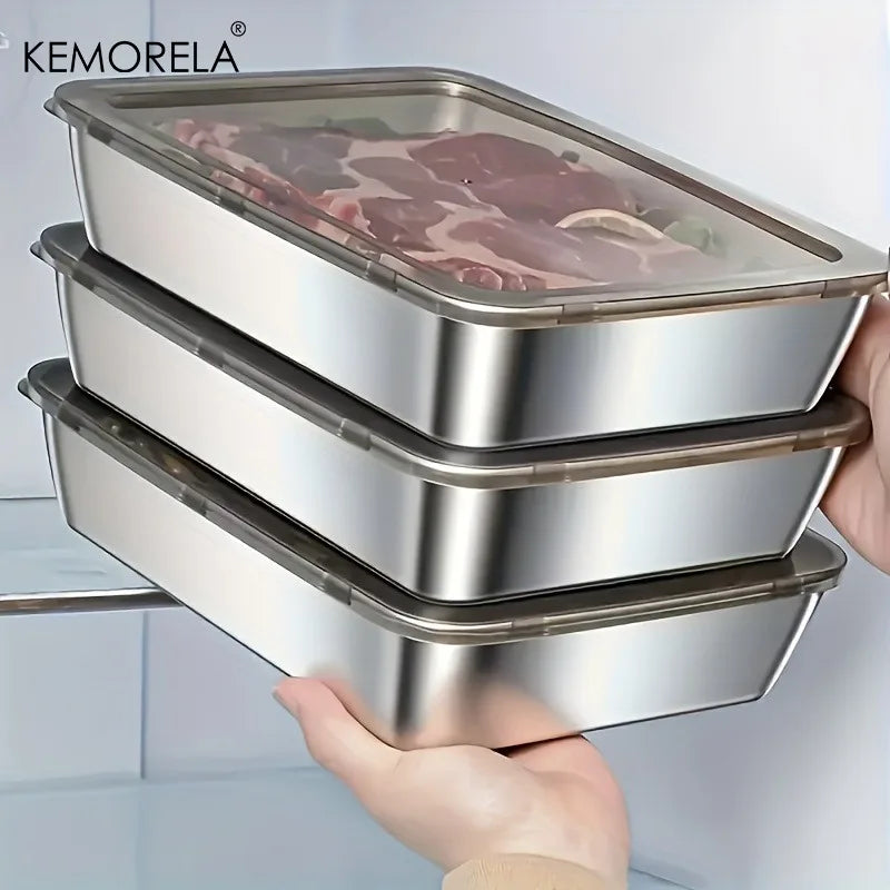 3-Piece Stainless Steel Food Storage Containers – Leak-Proof Food Storage Containers Axl