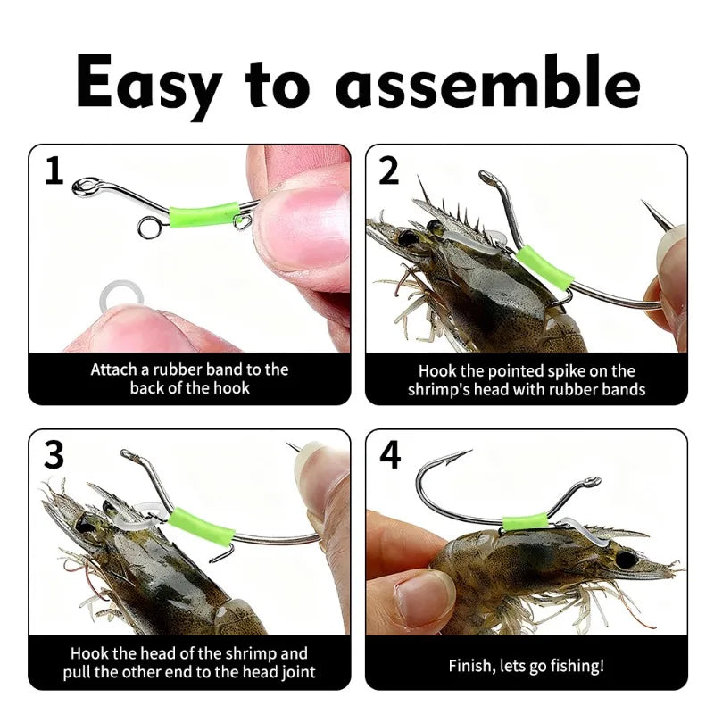 10-Pack Luminous Spring-Loaded Live Shrimp Fishing Hooks Fishing Hooks Axl