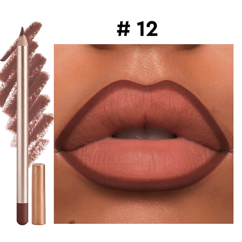 Vegan Waterproof Matte Lip Liner – Long-Lasting Lipliner Matte Lip Liner Axl 12 40pcs with logo