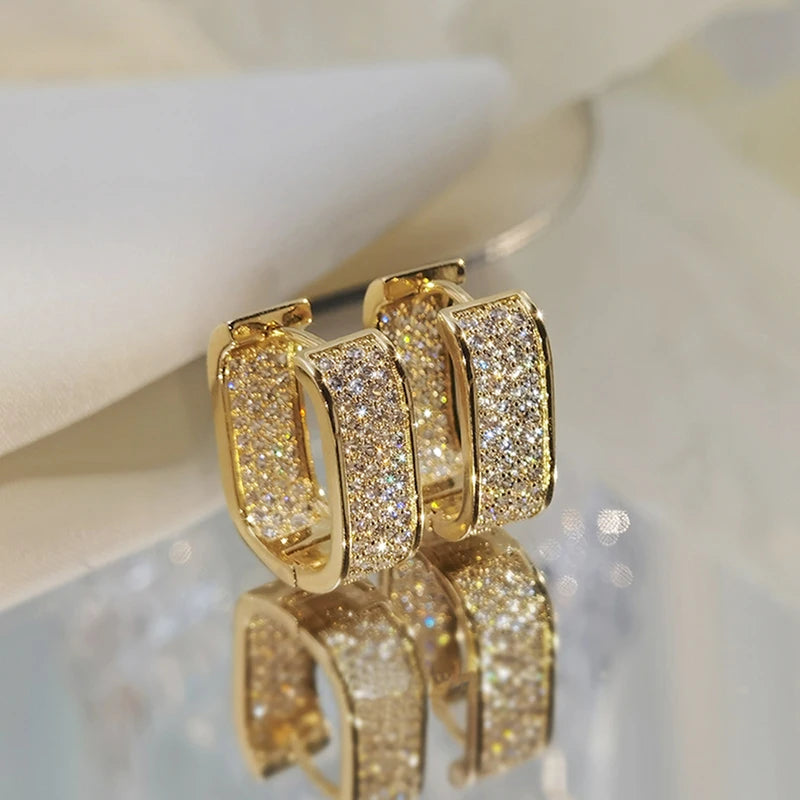 Huitan Women's Colorful CZ Hoop Earrings | Sparkling Fashion Jewelry Hoop Earrings Axl E1934