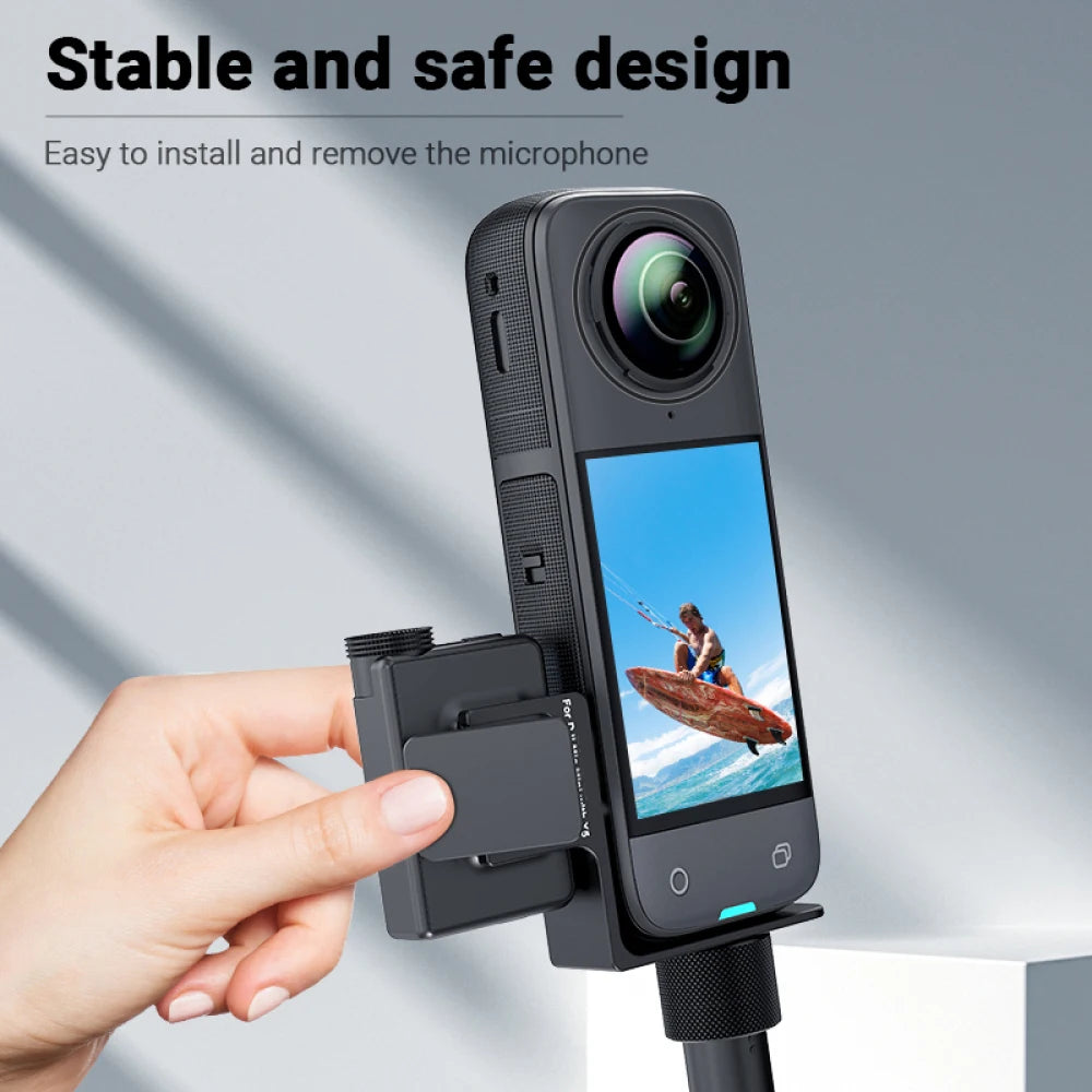 Cold Shoe Mount for Insta360 X5 & DJI Mic Mini | Aluminum Camera Mount Bracket Axl