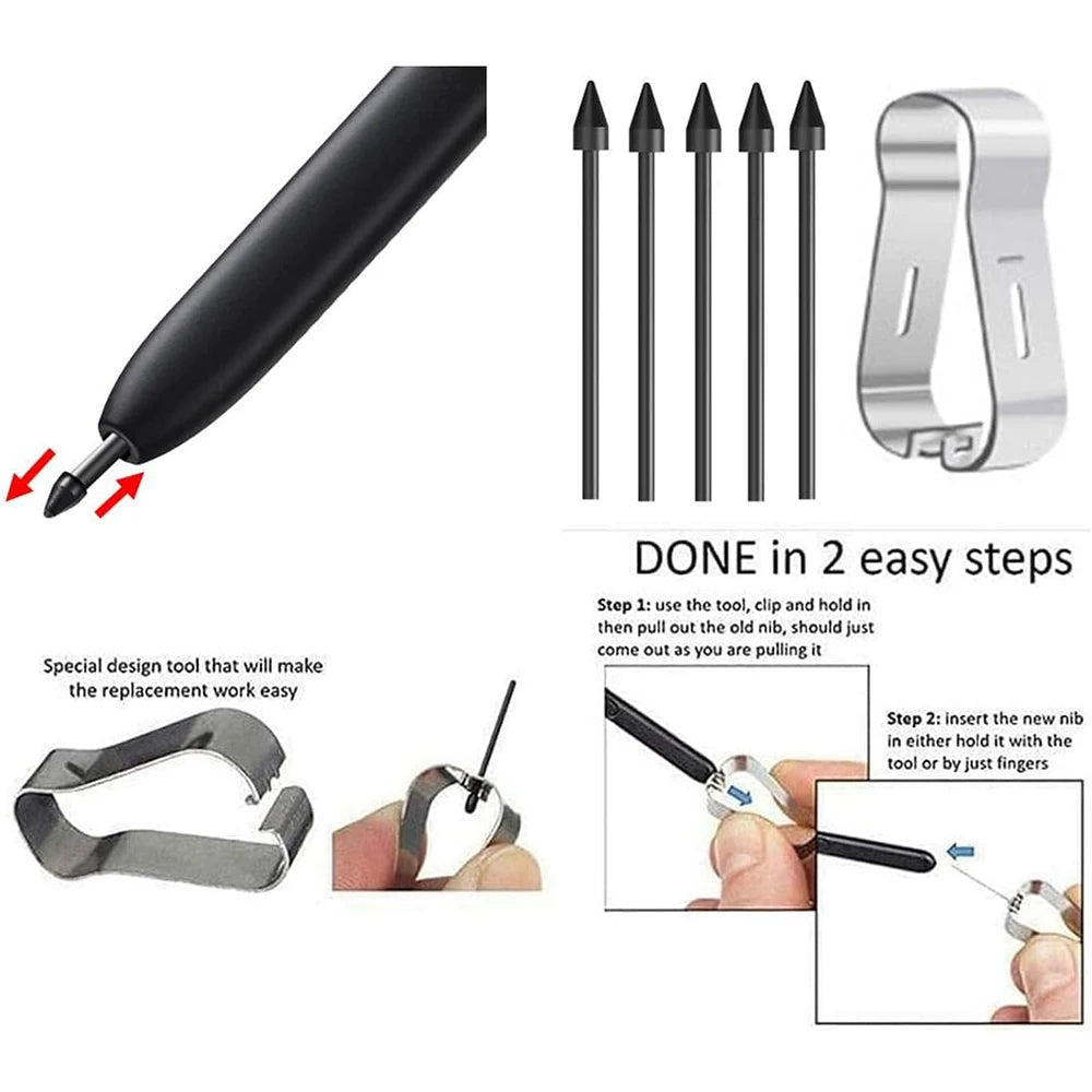 Samsung Galaxy Tab S Pen Replacement Tips 5-Pack – S6 S7 S8 Stylus Pen Tips Axl