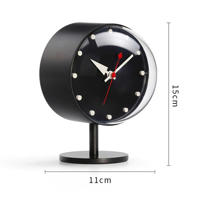Retro Silent Desk Clock – Nordic Vintage Metal Tabletop Clock Desk Clock Axl Black