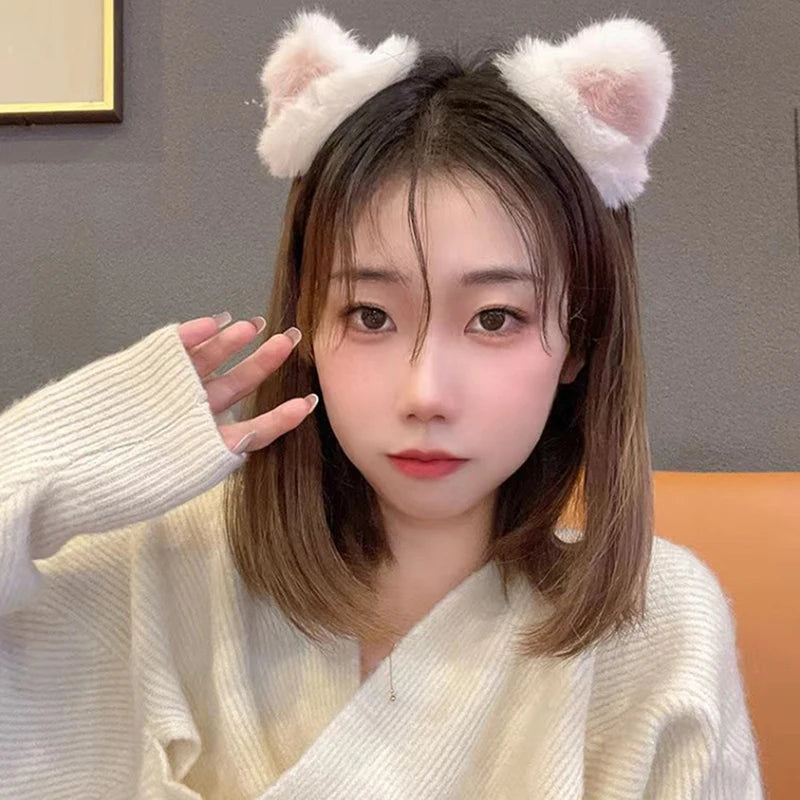 Girls Fluffy Cat Ear Hairpin – Cute Cartoon Bang Clip Hair Clip Axl