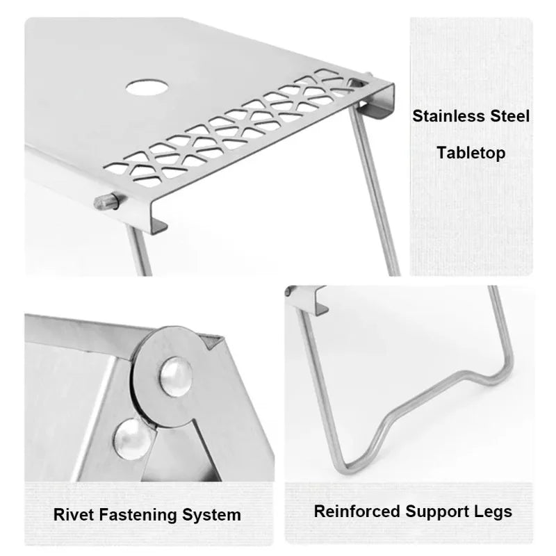 Folding Camping Stove Table – Lightweight Stainless Steel Folding Camp Table Axl