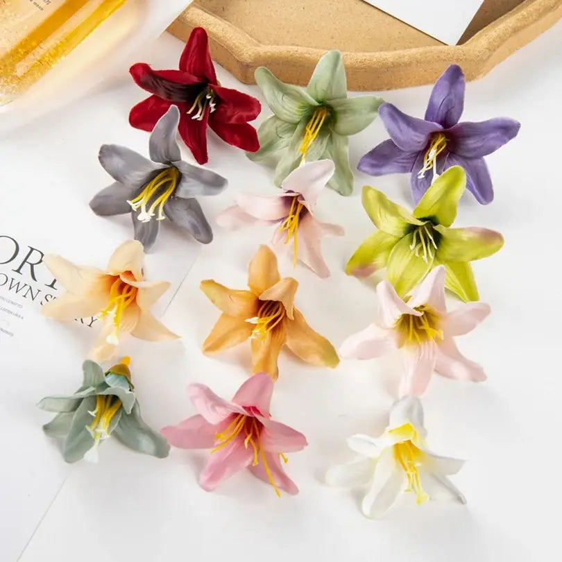 Silk Lily Artificial Flowers 10/20 Pcs – Wedding & Home Decor Artificial Silk Flowers Axl MULTI 10 pcs