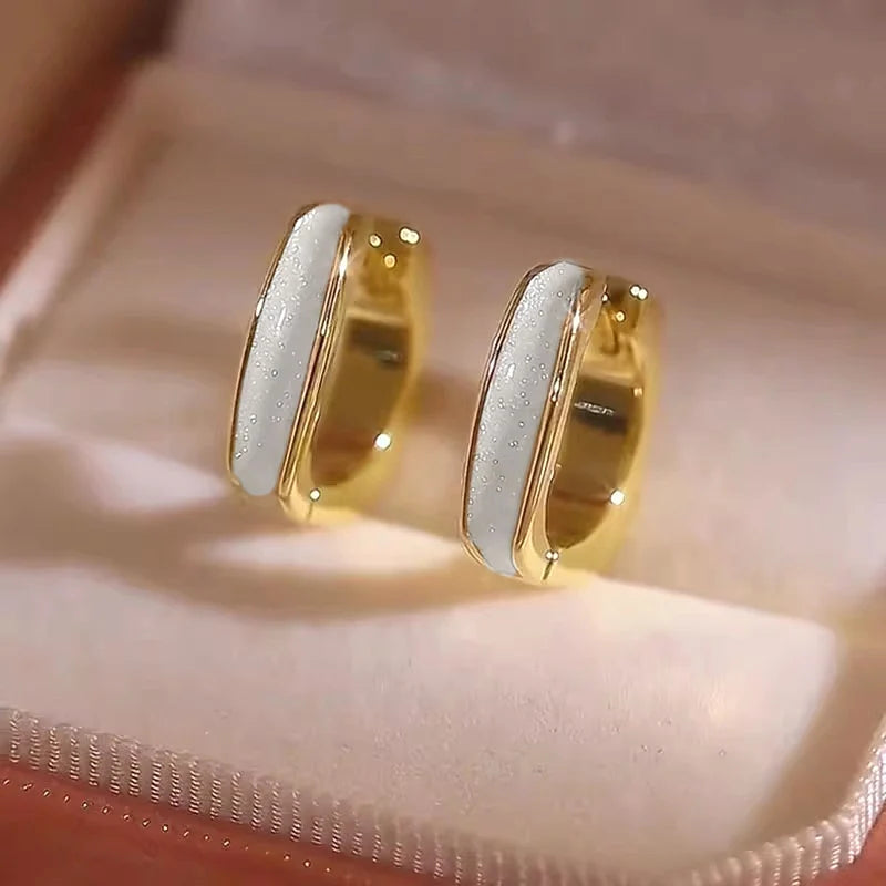 Huitan Enamel Hoop Earrings – Women's Trendy Fashion Jewelry Hoop Earrings Axl