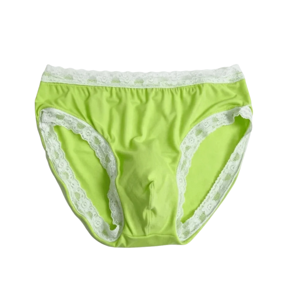 Men's Modal Ice Silk Lace Briefs – Low Waist U-Pouch Men's Briefs Axl Green 3XL