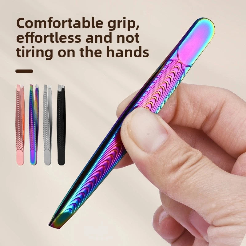 Slant Tip Stainless Steel Tweezers – Brow & Eyelash Tool Beauty Tweezers Axl