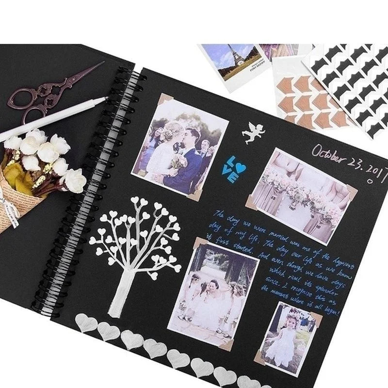 DIY Scrapbook Photo Album – 30-Page Black Card Memory Book Scrapbook Photo Album Axl
