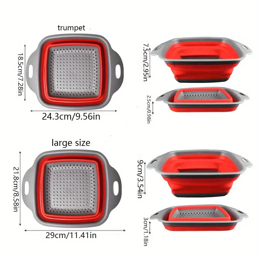 Foldable Silicone Strainer Set 2pc – Food-Safe Kitchen Colander Kitchen Colander Set Axl