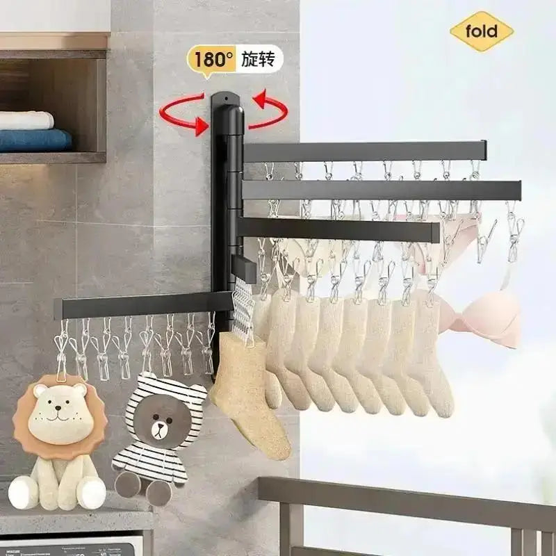 Folding Wall-Mounted Drying Rack – Punch-Free Multi-Use Folding Drying Rack Axl