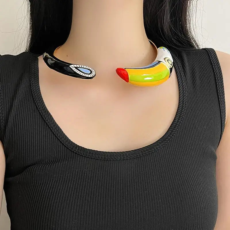 Retro Colorful Oil Drop Parrot Brooch Pin & Necklace Fashion Brooch Pin Axl