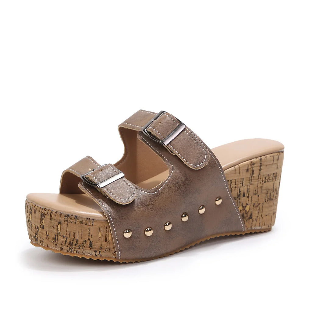 HAJINK Women's Wedge Sandals – Slip-On Breathable Beach Heels Wedge Sandals Axl