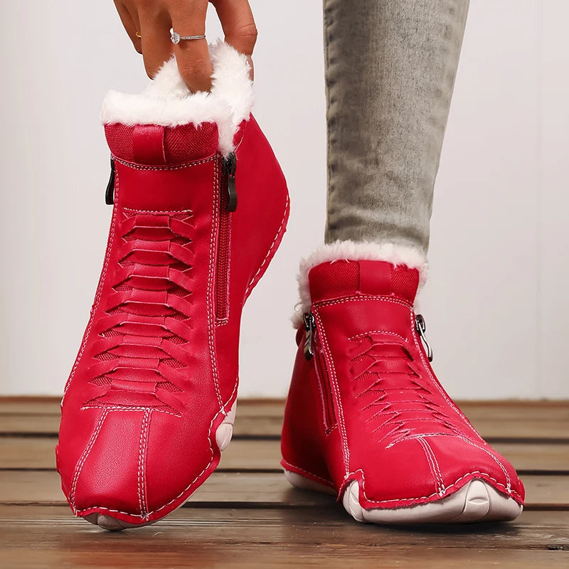 Women's High-Top Faux Fur Ankle Boots – Light Blue Winter Faux Fur Ankle Boots Axl