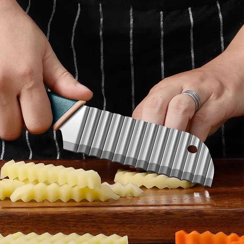 Stainless Steel Crinkle Cut Knife – Wavy Fry & Veggie Slicer Crinkle Cut Slicer Axl