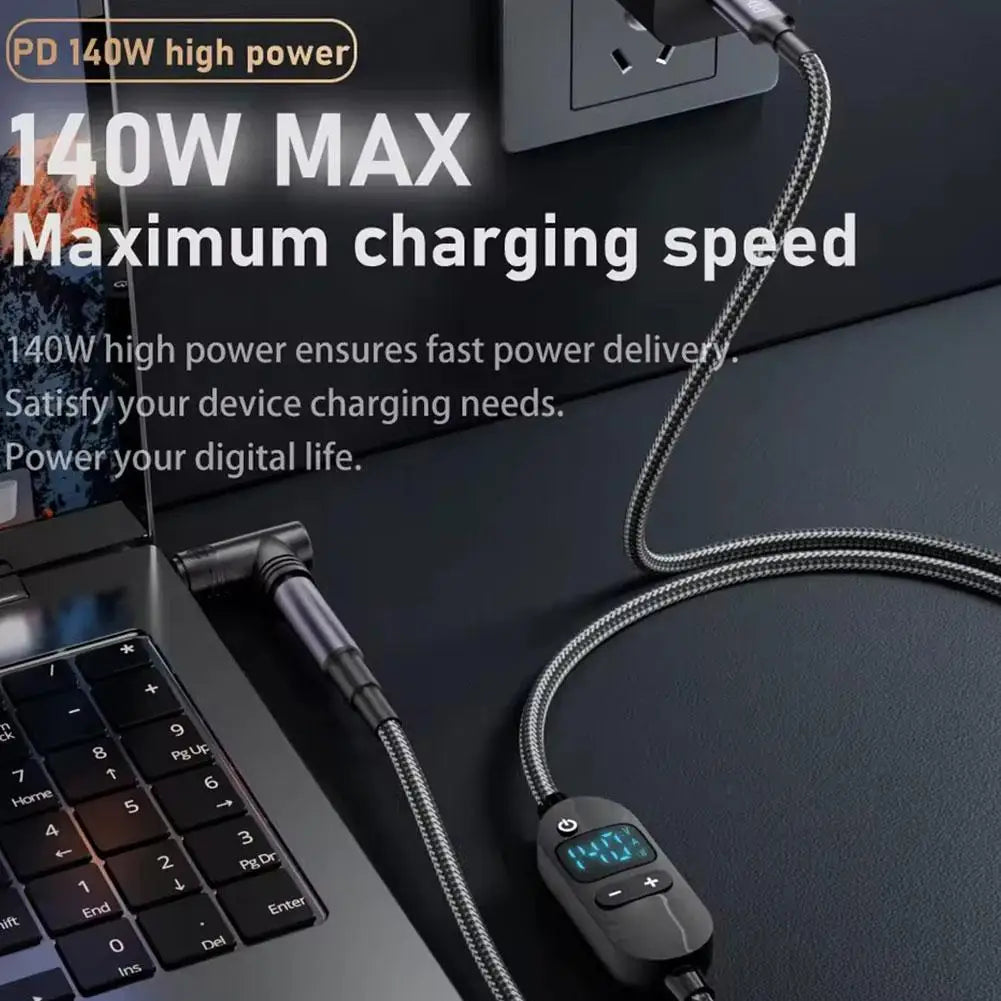 USB-C to DC PD 140W Adapter Cable – Adjustable Voltage Display Power Adapter Cable Axl