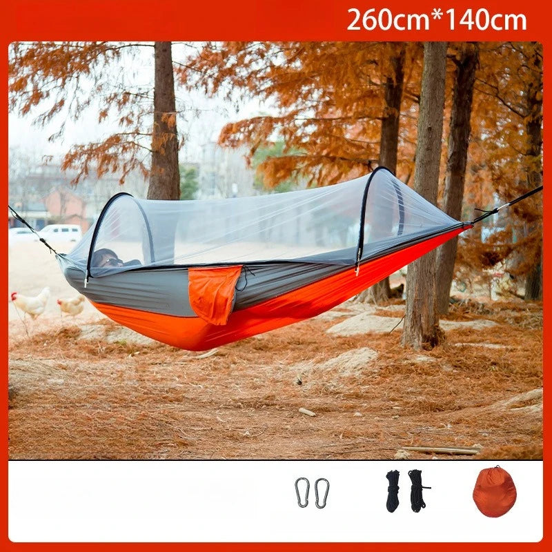 Ultralight Camping Hammock with Mosquito Net | Parachute Nylon Camping Hammock Axl red M