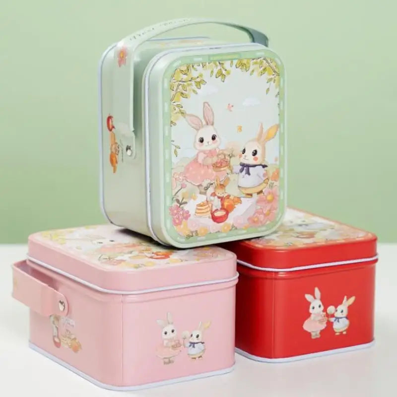 Vintage Tin Candy Box with Handle – Metal Storage Container Tin Storage Box Axl